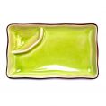 Rect. Platter W/ Triangular Compartment Golden Green 8"