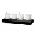 4 Jam/Sauce Pots 1.25Ltx4 W/ Rect. Metal Stand [Pot 5" I Stand 24 3/4"]