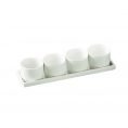 4 Round Bowls 2ozx4 W/ Rect. Tray [Bowl 2 3/8" I Tray 9"]