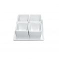 4 Square Bowls 2ozx4 W/ Square Tray [Bowl 2" I Tray 5"]