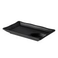 Platter Rect. W/ Triangular Compartment Matte Black 10oz/1oz 7-3/4"