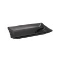 Platter Rect. W/ Triangular Compartment Matte Black 10oz/1oz 7-3/4"