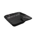 Plate Square W/ Triangular Compartment Matte Black 4oz/0.5oz 7"