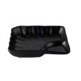 Plate Square W/ Triangular Compartment Matte Black 4oz/0.5oz 7"