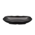 Platter Rect. Deep W/ Wavy Rim Matte Black 20oz 10"