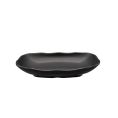 Platter Rect. Deep W/ Wavy Rim Matte Black 12.5oz 8-7/8"