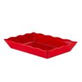 Platter Rect. Scallop Edge Red 13-3/4"x9-1/2"