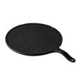 Serving Tray Faux Slate Round W/ Hdl Matte Black 10-1/2"D 15"OL