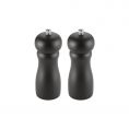 Pepper Mill Set Wooden Black 2-PC 6"H
