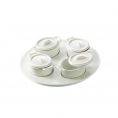 4 Oval Jars 2ozx4 W/ Lids On Round Tray [Jar 3 1/4" I Tray 8 1/4"]