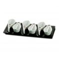 6 Cups 2ozx6 & 6 Spoons W/ Black Rect. Tray [Cup 4 1/2" I Tray 14 1/2"]