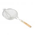 Reinforced Double Strainer Mesh SS with Wood Handle 10-1/4"Dia