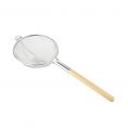 Reinforced Double Strainer Mesh SS with Wood Handle 14"Dia