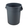 32 Gallon Round Commercial Trash Can Gray