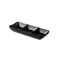 Dish Rect. 3-Compartment Matte Black 1.5oz x 3 7-5/8"