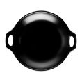 Serving Plate Round W/ Dual Hdl Matte Black 9.5oz 9"x7-3/4"
