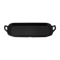 Serving Platter Rect. W/ Dual Hdl Matte Black 10-3/8"x5-1/2"