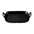 Serving Platter Rect. W/ Dual Hdl Matte Black 8-3/4"x6-3/8"