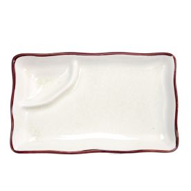 Rect. Platter W/ Triangular Compartment Creamy White 8"