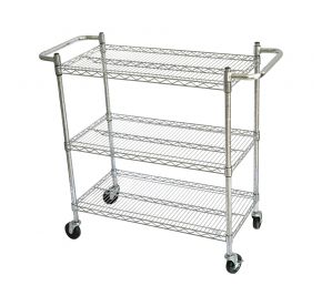 Chrome-Plated 3-Tier Wire Cart 48" x 24" x 42"H