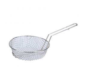 10"Dia Nickel-Plated Metal Round Culinary Basket Coarse Mesh