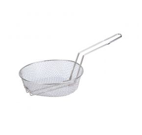 10"Dia Nickel-Plated Metal Round Culinary Basket Medium Mesh