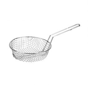12"Dia Nickel-Plated Metal Round Culinary Basket Coarse Mesh