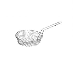 8"Dia Nickel-Plated Metal Round Culinary Basket Coarse Mesh