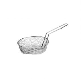 8"Dia Nickel-Plated Metal Round Culinary Basket Medium Mesh