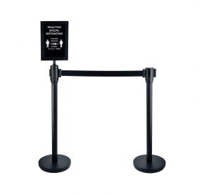 Stanchion/Sign Set PRACTICE SOCIAL DISTANCING