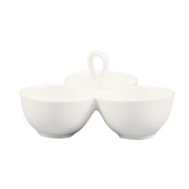 3 Compartment Leaf Shape Bowl W/ Handle 8ozx3 8"