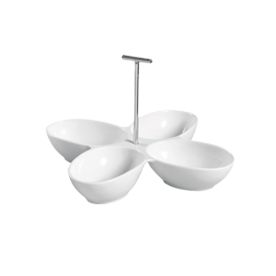 4 Compartment Leaf Shape Bowl W/ Metal Handle 8.5ozx4 13 1/2"