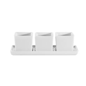 3 Square Bowls 2ozx3 W/ Rect. Tray [Bowl 2" I Tray 7 1/2"]