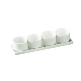 4 Round Bowls 2ozx4 W/ Rect. Tray [Bowl 2 3/8" I Tray 9"]