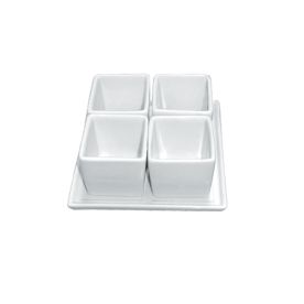 4 Square Bowls 2ozx4 W/ Square Tray [Bowl 2" I Tray 5"]