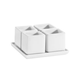 4 Square Bowls 2.5ozx4 W/ Square Tray [Bowl 2" I Tray 5 3/4"]