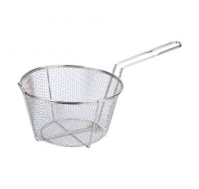 8-1/2"Dia Nickel-Plated Metal Round Fry Basket 1/4" Mesh