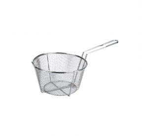 9-1/2"Dia Nickel-Plated Metal Round Fry Basket 1/4" Mesh