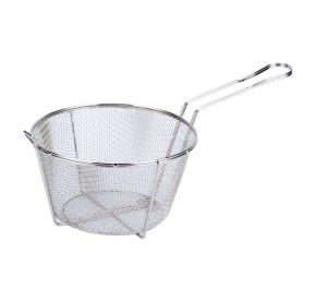 8-1/2"Dia Nickel-Plated Metal Round Fry Basket 1/8" Mesh