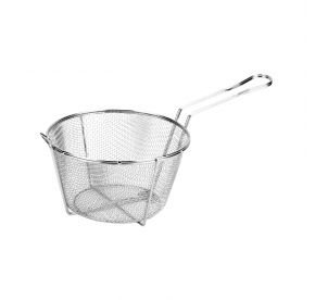 9-1/2"Dia Nickel-Plated Metal Round Fry Basket 1/8" Mesh