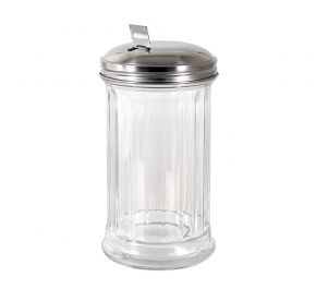 12oz Glass Sugar Pourer W/ SS Flap Cap