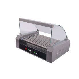 9-Roller Hot Dog Roller Grill Set with Sneeze Guard