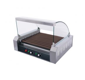 11-Roller Non-Stick Coating Hot Dog Roller Grill Set with Sneeze Guard