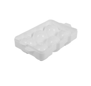 Tray Ice Cube 6-Comprt. PP White Round W/ Lid 