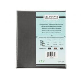 1-Panel Faux Leather Menu Cover Letter Size 8-1/2" x 11" Gray
