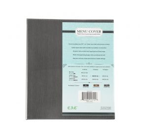 2-Panel Faux Leather Menu Cover Letter Size 8-1/2" x 11" Gray