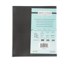 4-Panel Faux Leather Menu Cover Letter Size 8-1/2" x 11" Black