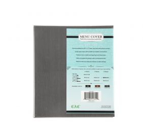 4-Panel Faux Leather Menu Cover Letter Size 8-1/2" x 11" Gray