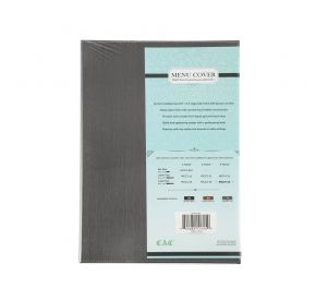 4-Panel Faux Leather Menu Cover Legal Size 8-1/2" x 14" Gray