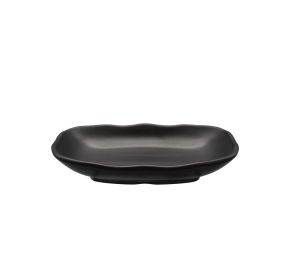 Platter Rect. Deep W/ Wavy Rim Matte Black 7oz 7"
